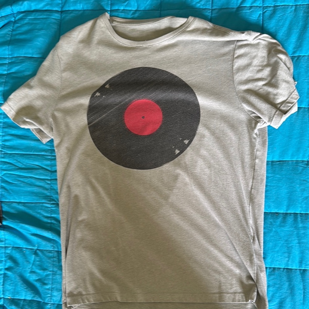 Gray T-Shirt with Vinyl Record Design